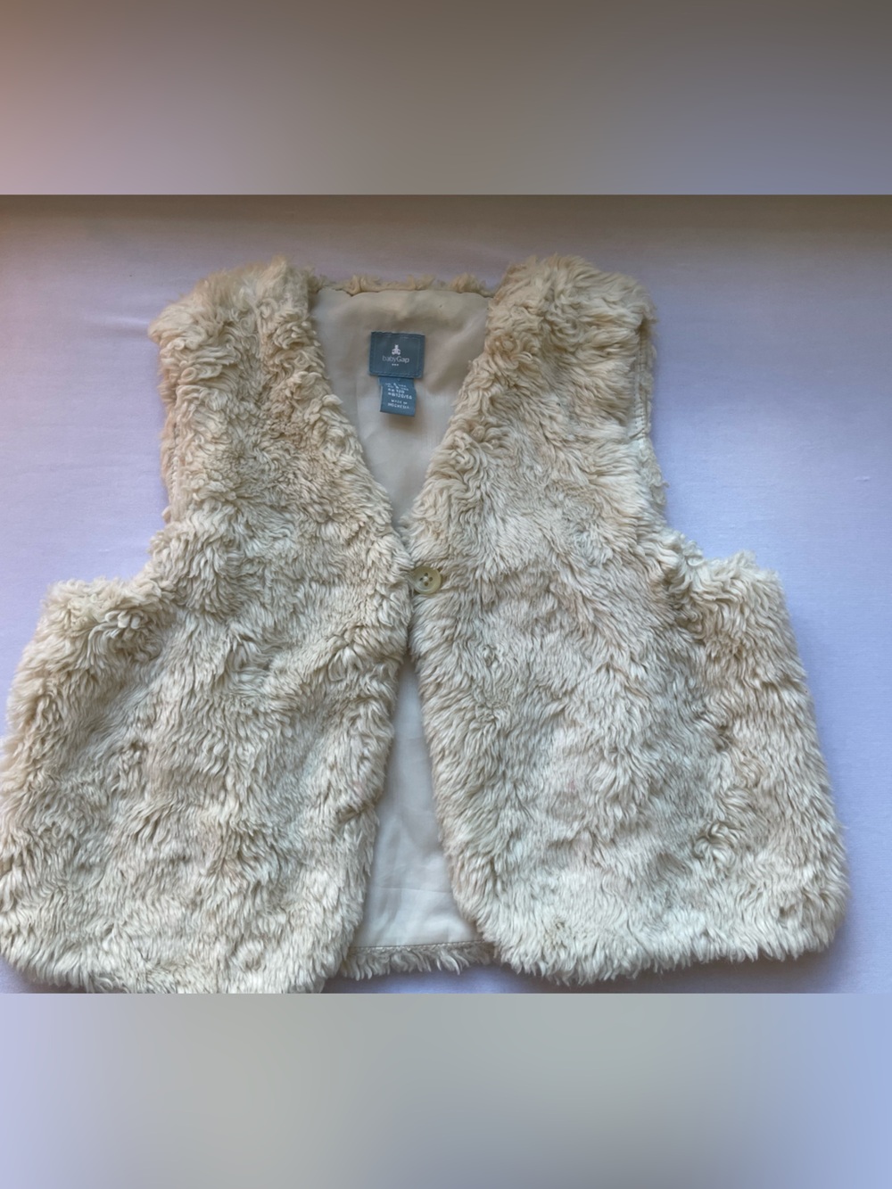 GAP Cream Faux Fur Vest for Kids